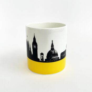 London Skyline Silhouette Bone China Mug Yellow, 2 of 5