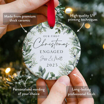 Personalised First Christmas Engaged Ornament 2025, 2 of 7