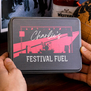 Personalised Festival Fuel Hip Flask Whiskey Tin Gift, 2 of 2