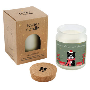 Collie Dog Candle | Gingerbread Scented Christmas Candle | 'Have A Holly Collie Christmas' | Clear | Seasonal Winter Home Décor, 2 of 2