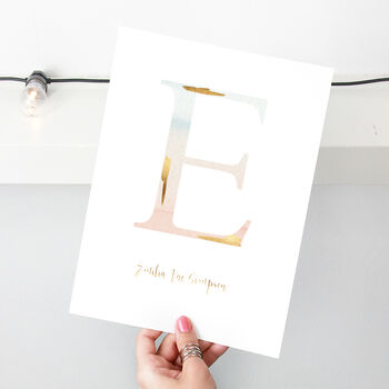 Personalised Dreamy Watercolour Gold Foil Nursery Print, 3 of 7