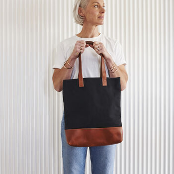 Personalised Canvas And Leather Tote Bag, 8 of 9