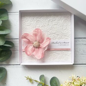 Personalised Wedding Day Card With Flower. Various Colours, 2 of 6