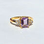 Lavender Amethyst Emerald Cut Ring In Silver And Gold Vermeil, thumbnail 9 of 12