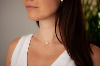 Monroe Floating Pearl White Gold Necklace, 5 of 5