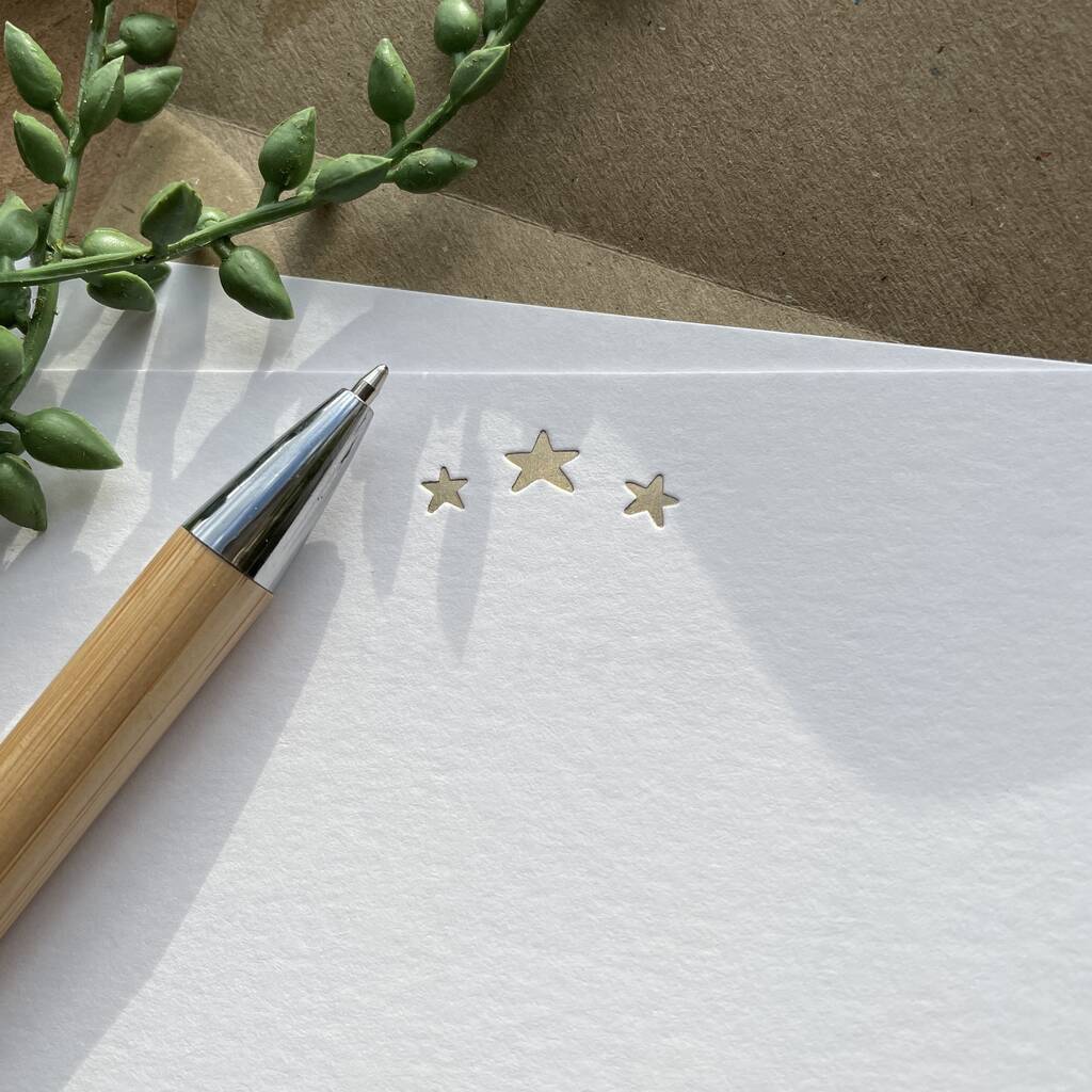 Luxury Letterpress Stars Personalised Note Cards By Lunella Stationery ...