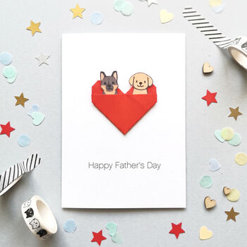 Personalised Dog Father's Day Origami Heart Card, 5 of 6