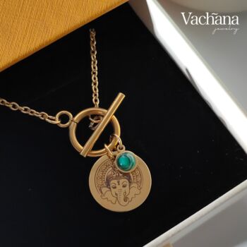 Goddess Ganesha Malachite Pendant Necklace, 4 of 8