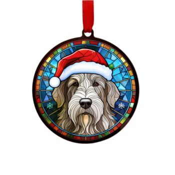 Scottish Deerhound In Santa Hat Suncatcher Decoration, 6 of 6