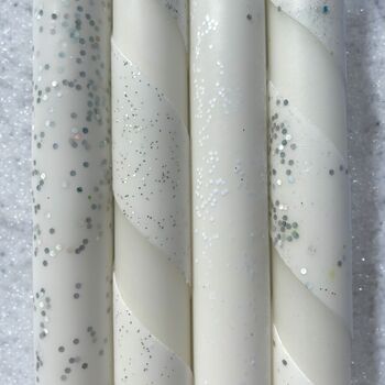 White And Silver Glitter Christmas Candles 'Snowflakes', 2 of 4