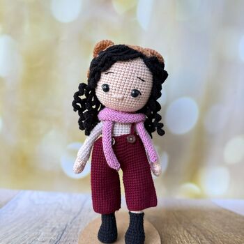 Curly Hair Crochet Doll, Handmade Toys, 5 of 12