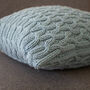 Contemporary Cable Cushion Hand Knit In Blue, thumbnail 7 of 8