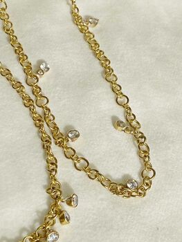 Stardust Five Diamond Dangle Gold Chain Link Necklace, 2 of 6