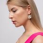 Gold Acrylic Resin Geometric Hollow Foil Stud Drop Earring, thumbnail 7 of 9