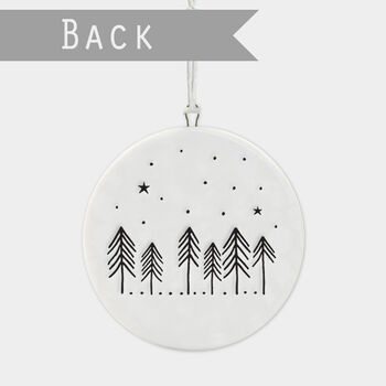 East Of India Flat Porcelain Bauble Merry Christmas Tree House, 2 of 3