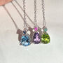 Pink Ruby And Amethyst Pear Cut Pendant Necklace In Sterling Silver And Gold Vermeil, thumbnail 3 of 11