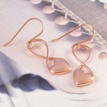 Sterling Silver Puffed Heart Infinity Drop Earrings, 4 of 5