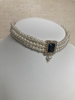 Black 18 K Gold Plated Pearl Indian Choker Set, 6 of 10