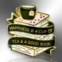 Large Happiness Is A Cup Of Tea And A Good Book Hard Enamel Pin Badge, Gift For Book Lovers, thumbnail 3 of 8