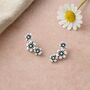 Sterling Silver Triple Flower Stud Earrings, thumbnail 1 of 9