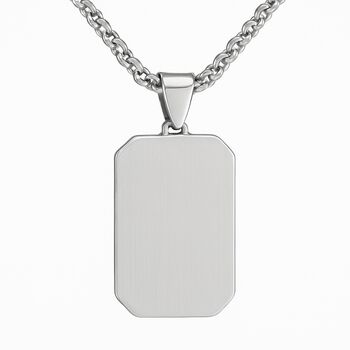 Personalised Men’s Contemporary Silver Dog Tag Necklace, 4 of 4