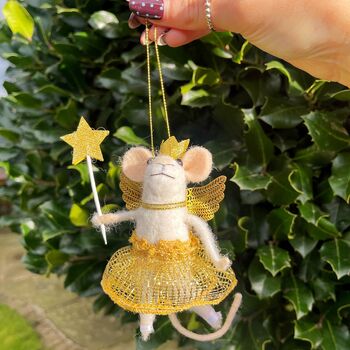 Christmas Fairy Mouse With Wand Hanging Decoration, 2 of 3