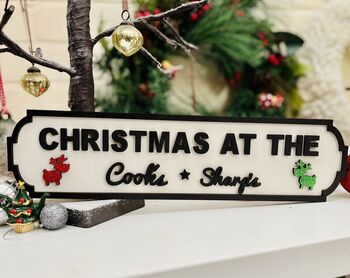 Personalised Surname Christmas Vintage Style Roadsign, 2 of 10