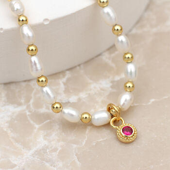 Personalised Birthstone And Freshwater Pearl Necklace, 3 of 8