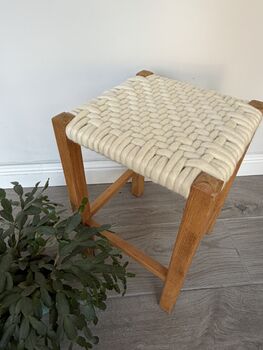 Upcycled 70's Woven Stools With Felted Merino Wool, 11 of 12