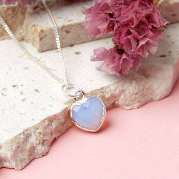 Sterling Silver Heart Opal Gemstone Necklace, 2 of 7