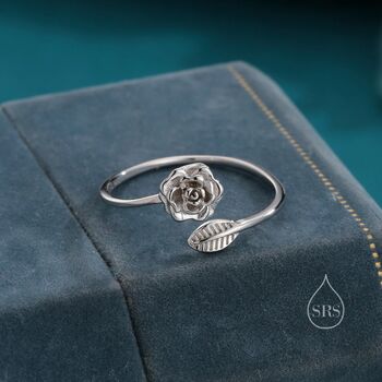 Adjustable Rose Wrap Ring In Sterling Silver, 3 of 11