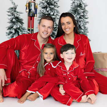 Mens Personalised Red Velvet Christmas Pyjamas, 5 of 5