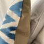 Blue And Cream Zigzag Silk Ikat Cushion, thumbnail 6 of 7