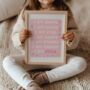 Girls Affirmation Pink Themed Personalised Wall Print Set For Bedroom Or Nursery, thumbnail 2 of 5
