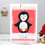 Personalised Penguin Baby 1st Christmas Card, thumbnail 3 of 8