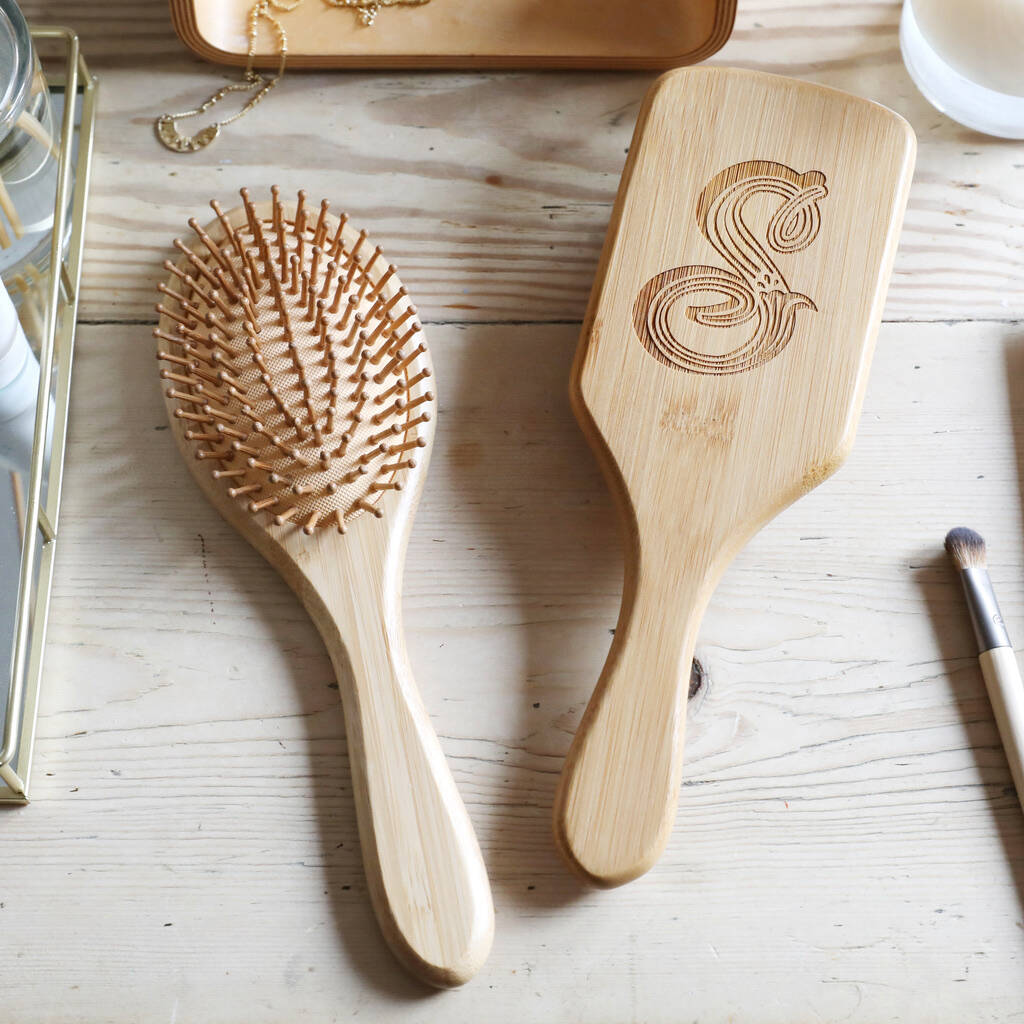 Personalised Initial Bamboo Hairbrush By Lisa Angel