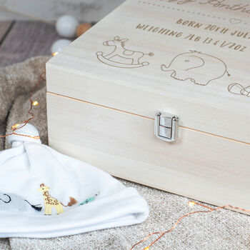 Personalised Baby Animals Engraved Memory Box, 2 of 4