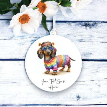 Personalised Dachshund Hippie Dog Decoration B, 2 of 2