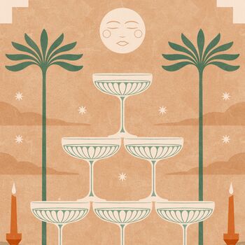 The Dinner Party, Boho Food And Drink Art Print, Martini Poster, 3 of 3