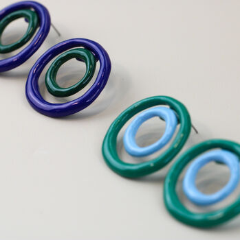 Multicoloured Copper Circle Earrings, 3 of 10