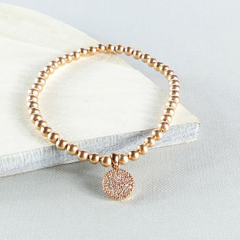 18ct Rose Gold Plated Pave Charm Bracelet, 2 of 4