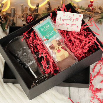 Reindeer Christmas Hot Chocolate Glass Mug And Gift Box, 2 of 5