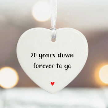 Personalised Porcelain Heart Token For 20th Anniversary Gift, 2 of 2
