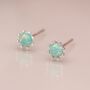 Tiny Sterling Silver Green Opal Stud Earrings, thumbnail 1 of 11