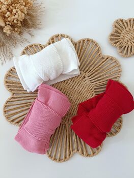 Newborn Oversized Headband, Cotton Baby Bow, Red, Dusky Rose Or White, 2 of 10
