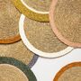 Coloured Trim Natural Round Grass Placemat, thumbnail 8 of 9