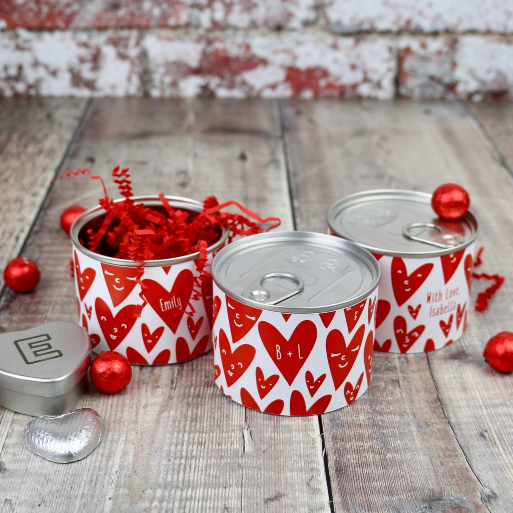 Valentine's Tin Can With Chocolates And An Extra Gift