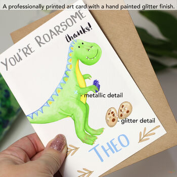 Personalised Dinosaur Thank You Card, 3 of 4