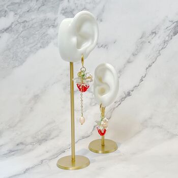 Strawberry Pearl Dangle Earrings, 5 of 6