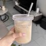 Iced Coffee Glass With Lid And Straw, thumbnail 3 of 3